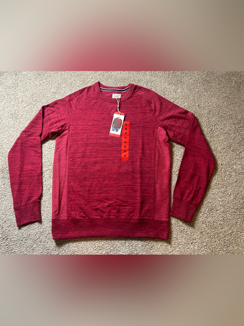 Champion Men's Red Space Dye Crewneck Sweatshirt Size Medium Pullover Athletic